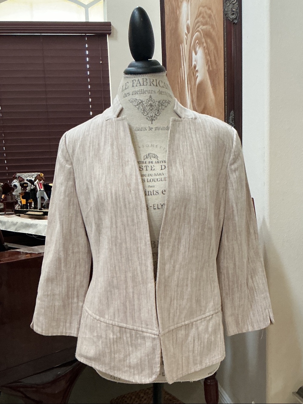 Laundry By Shelli Segal Neutral Beige Open-Front Blazer